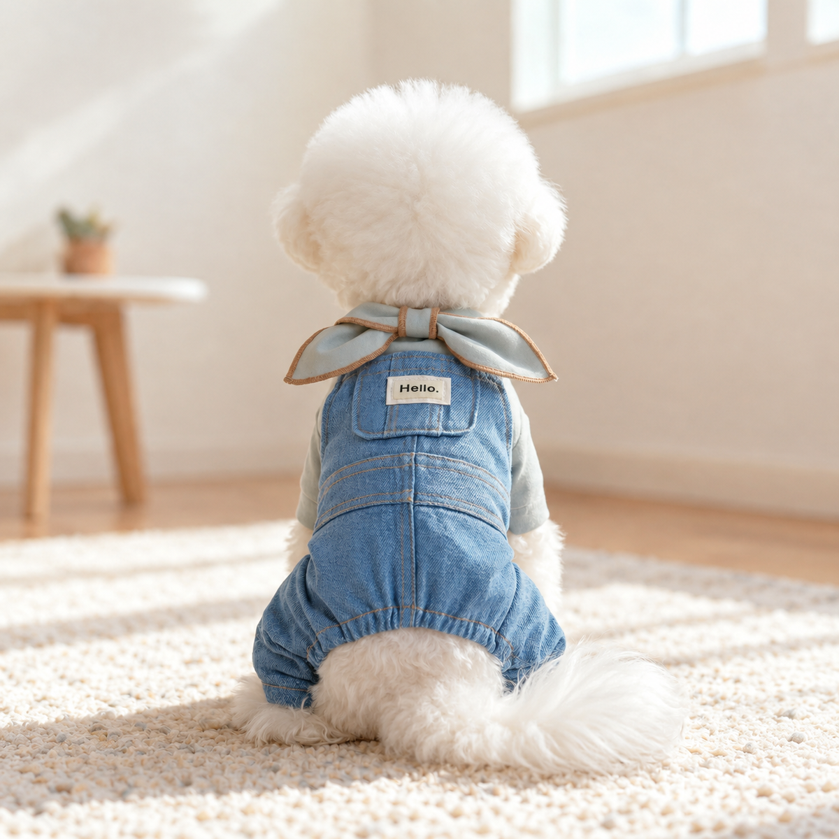 Denim Pet Jumpsuits with Bowknot