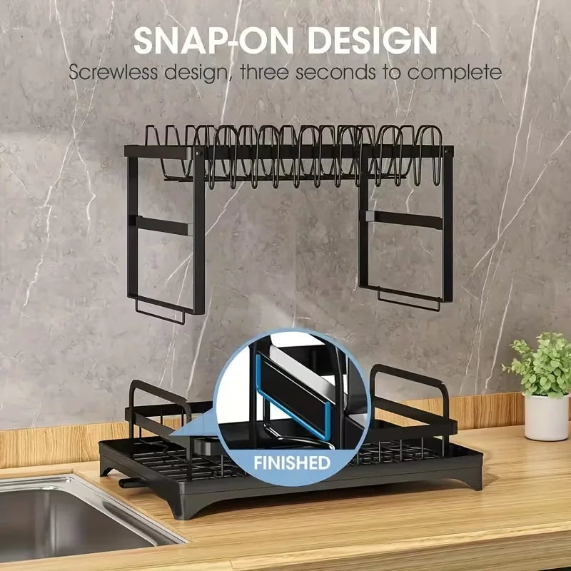 2-Tier Dish Drying Rack with Drain Tray