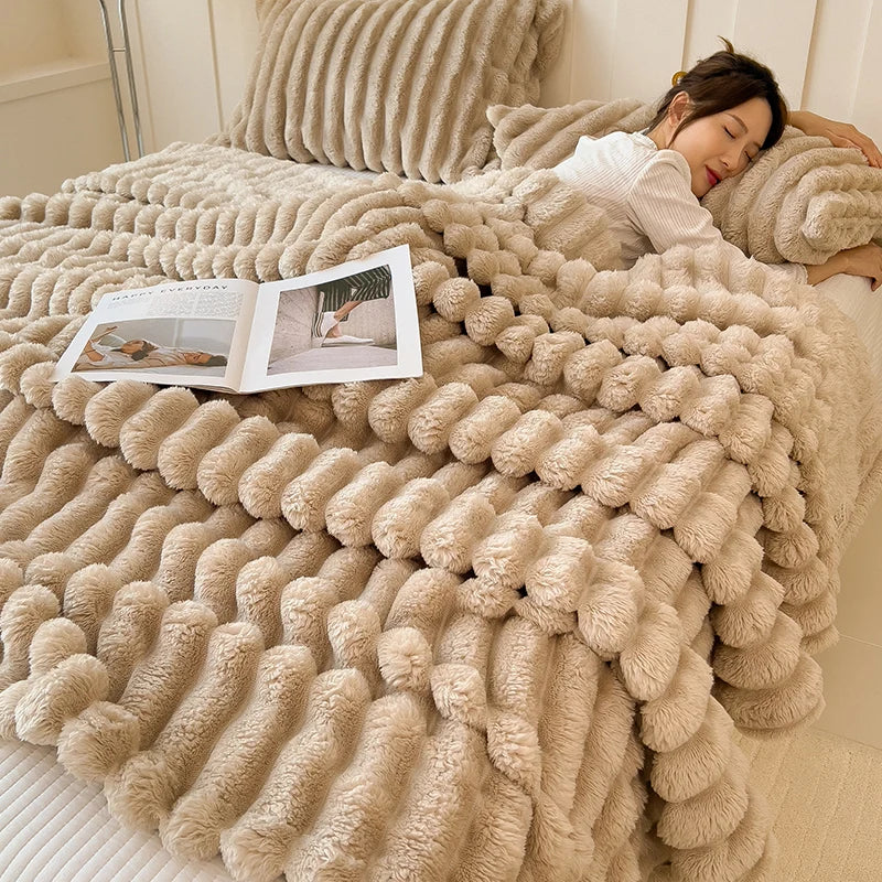 Cozy Ribbed Plush Blanket