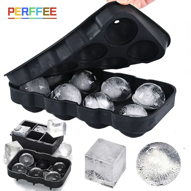Silicone Ice Cube & Ice Ball Molds with Lids