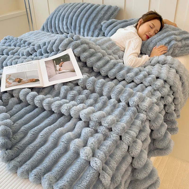 Cozy Ribbed Plush Blanket