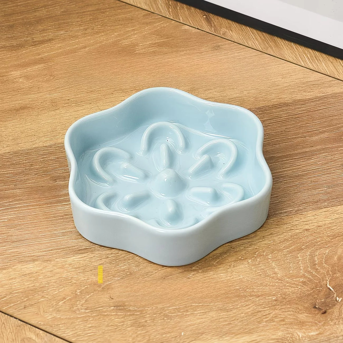 Flower-Shaped Ceramic Slow Feeder Bowl