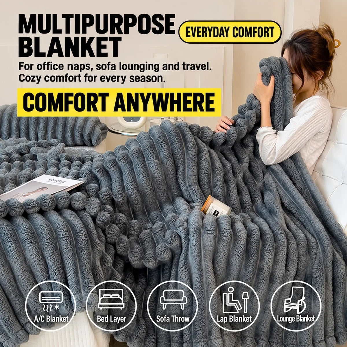 Cozy Ribbed Plush Blanket
