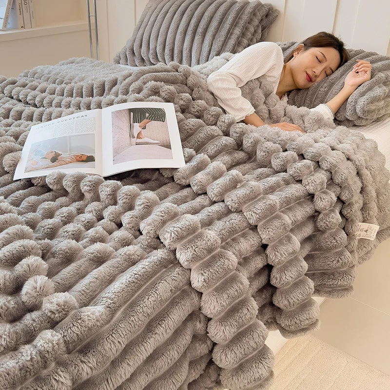 Cozy Ribbed Plush Blanket