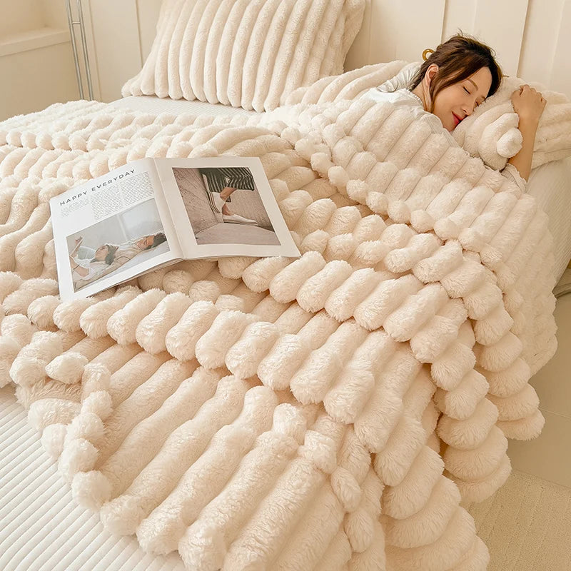 Cozy Ribbed Plush Blanket