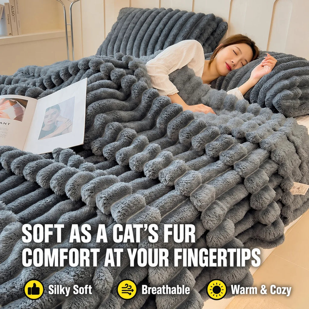 Cozy Ribbed Plush Blanket