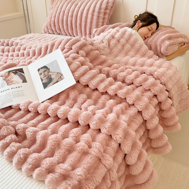 Cozy Ribbed Plush Blanket