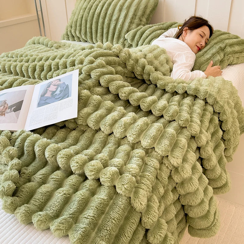 Cozy Ribbed Plush Blanket