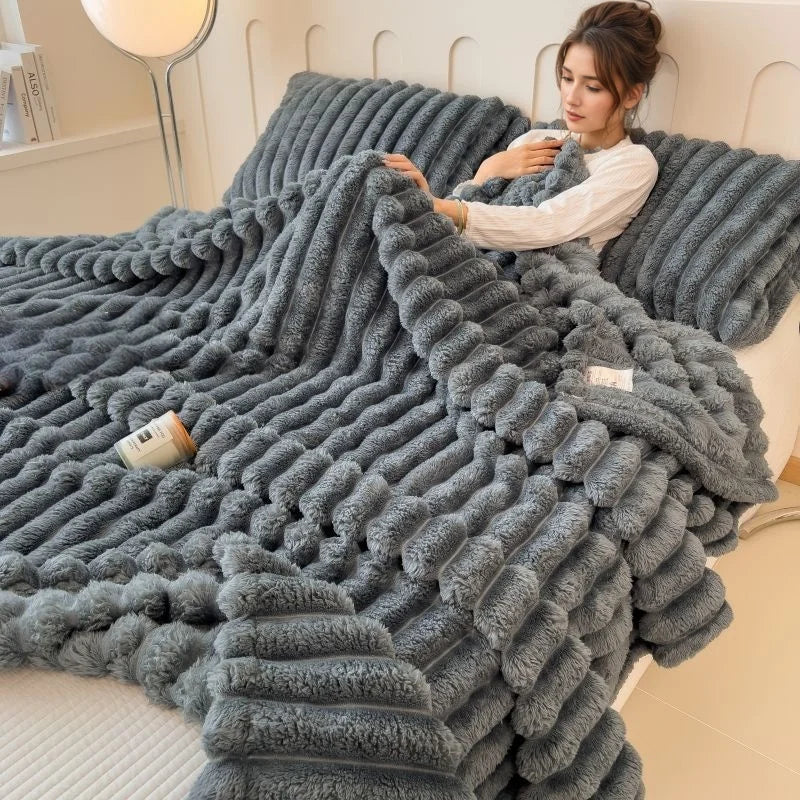 Cozy Ribbed Plush Blanket