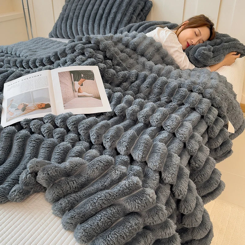 Cozy Ribbed Plush Blanket