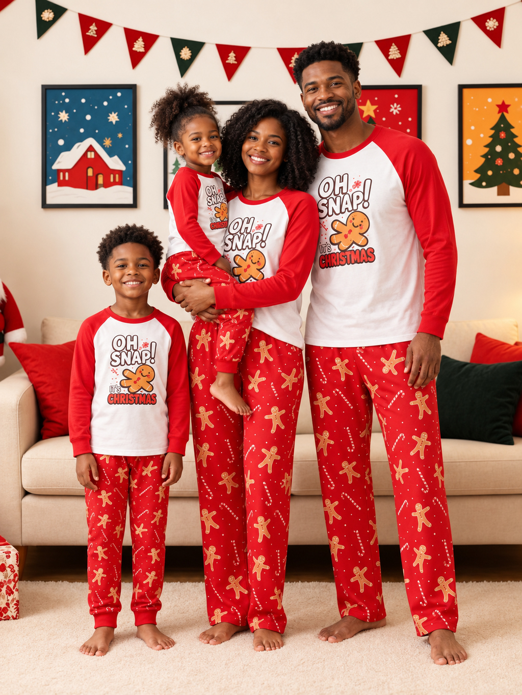 Family Matching Gingerbread Man Christmas Pajamas Set